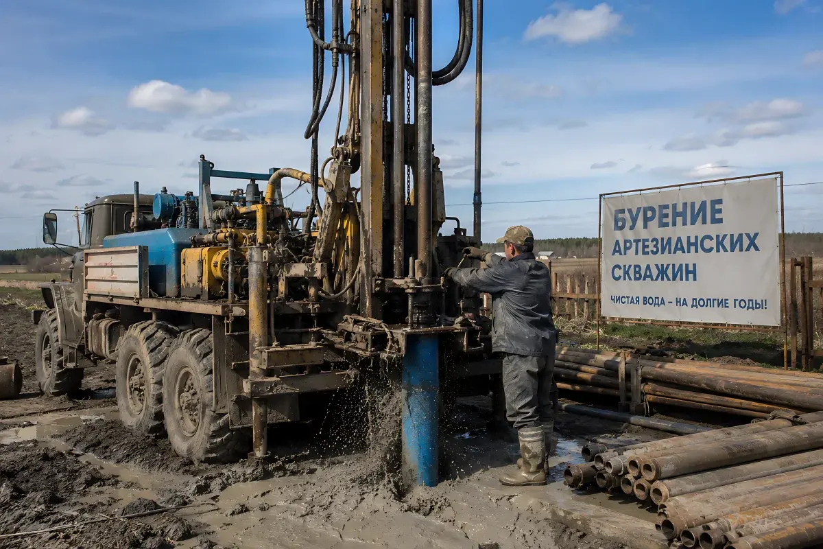 Бурение артезианской скважины на воду с промывкой